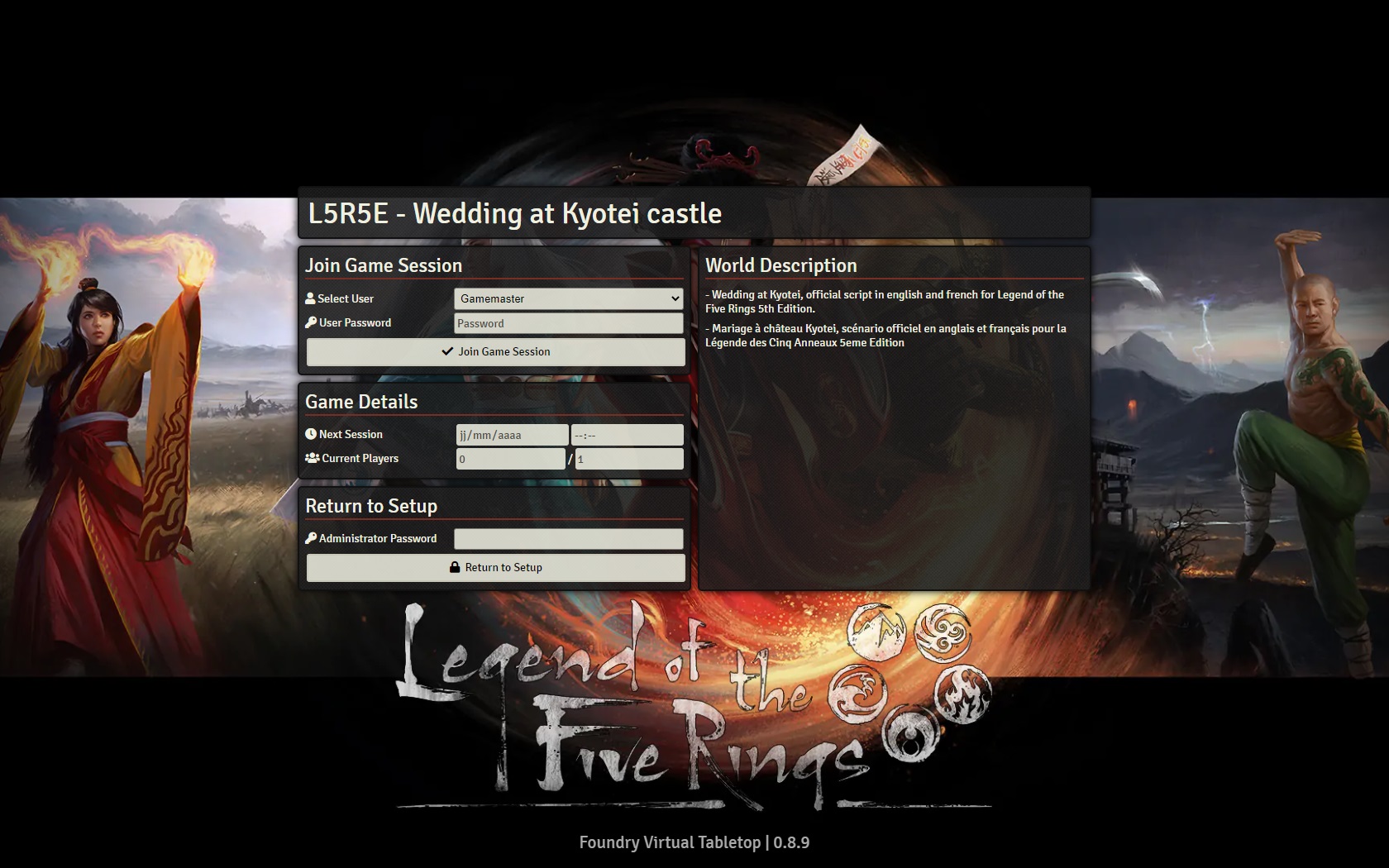 L5R 5e FoundryVTT Connection