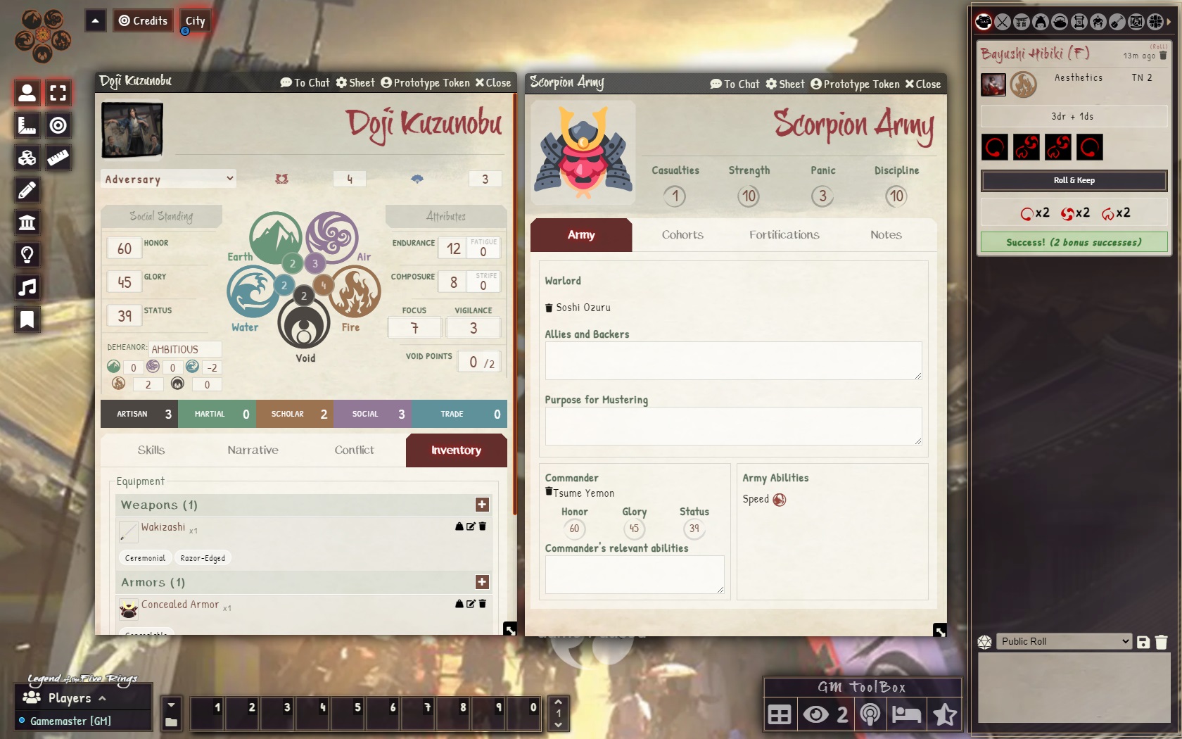 L5R 5e FoundryVTT Npc