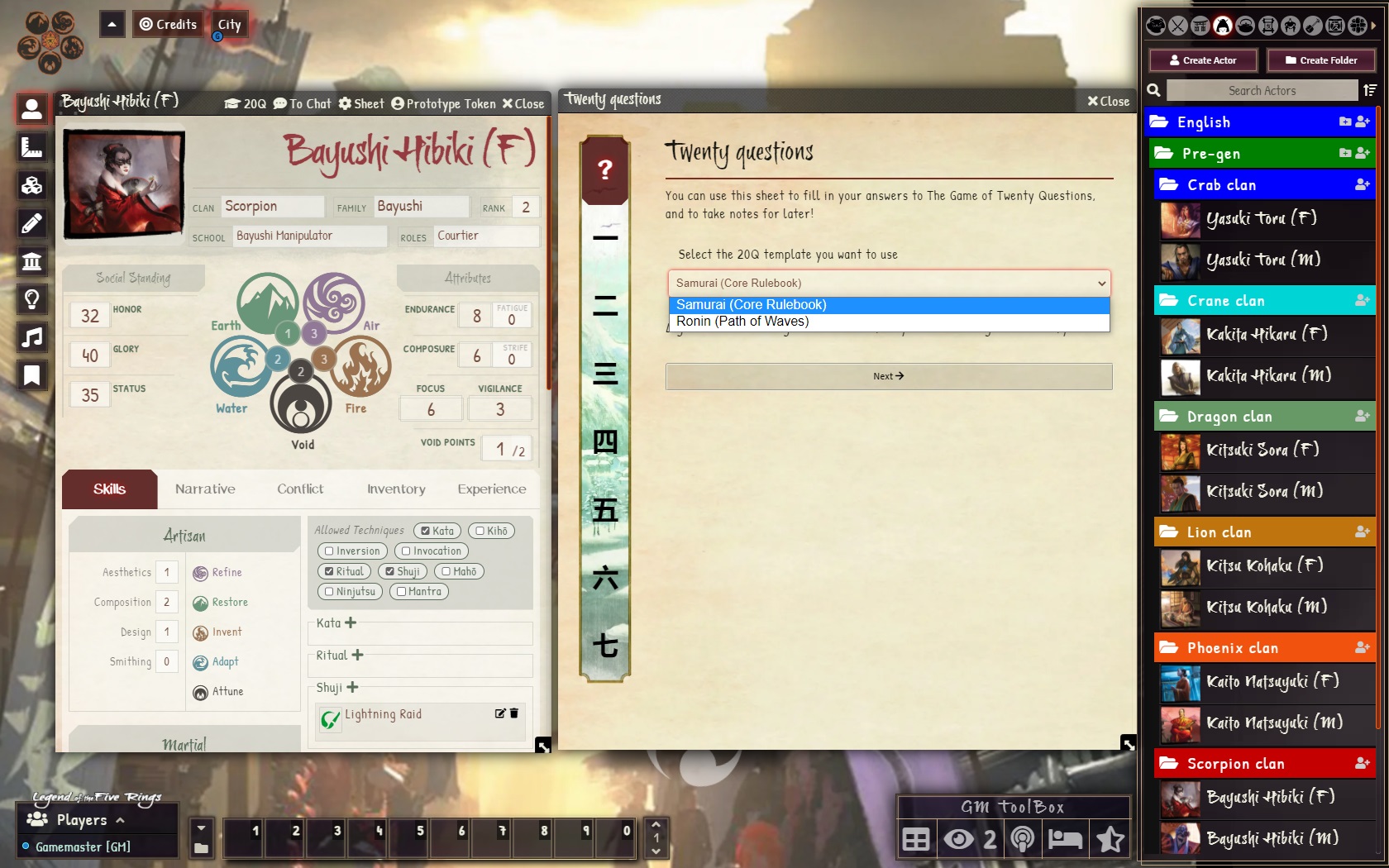 L5R 5e FoundryVTT Pc