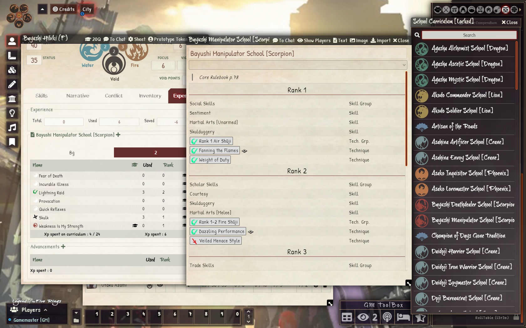 L5R 5e FoundryVTT School